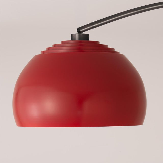 Nova 1960s Morelli Black Nickel Wall Sconce by Nova of California - Half Dome Crimson Red Shade, Modern Light Fixure, Black Nickel, Slide Dimmer For Sale - Image 4 of 7