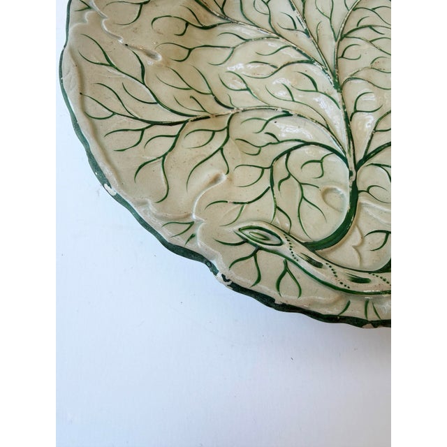 Mid 19th Century Antique 19th Century Continental White Cabbage Ware Plate | Green Veining For Sale - Image 5 of 5