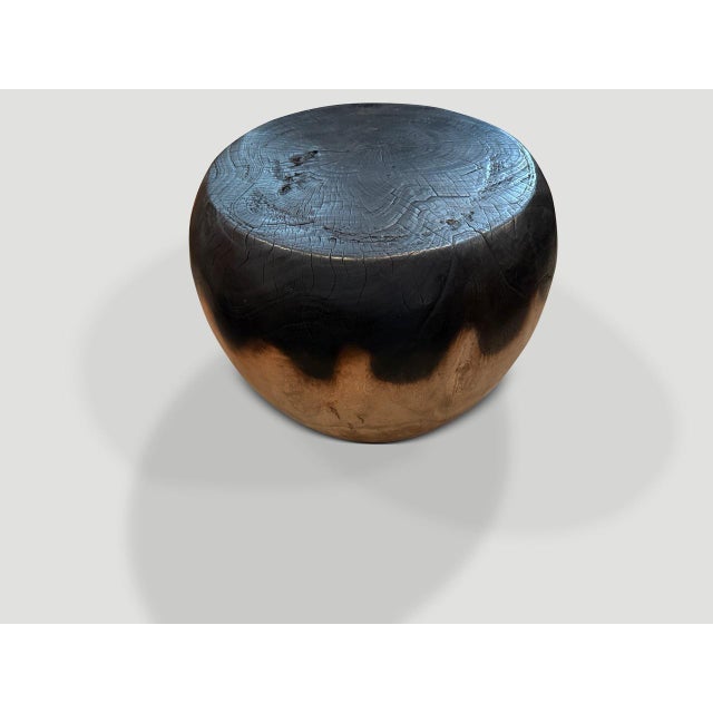 2010s Andrianna Shamaris Drum Shape Two Tone Side Table For Sale - Image 5 of 5