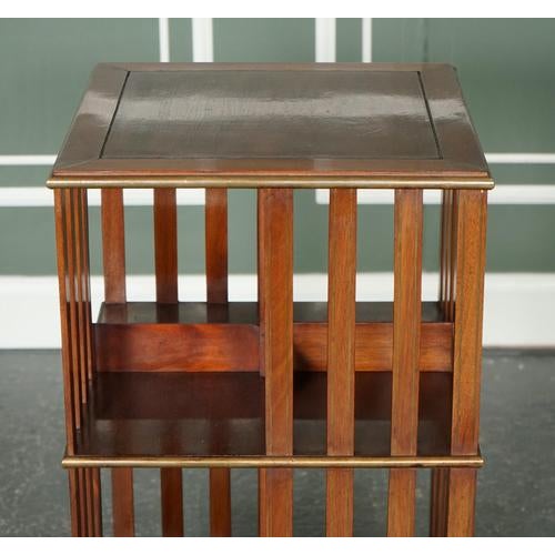 French Military Campaign Brass Inlaid Revolving Bookcase For Sale - Image 9 of 17