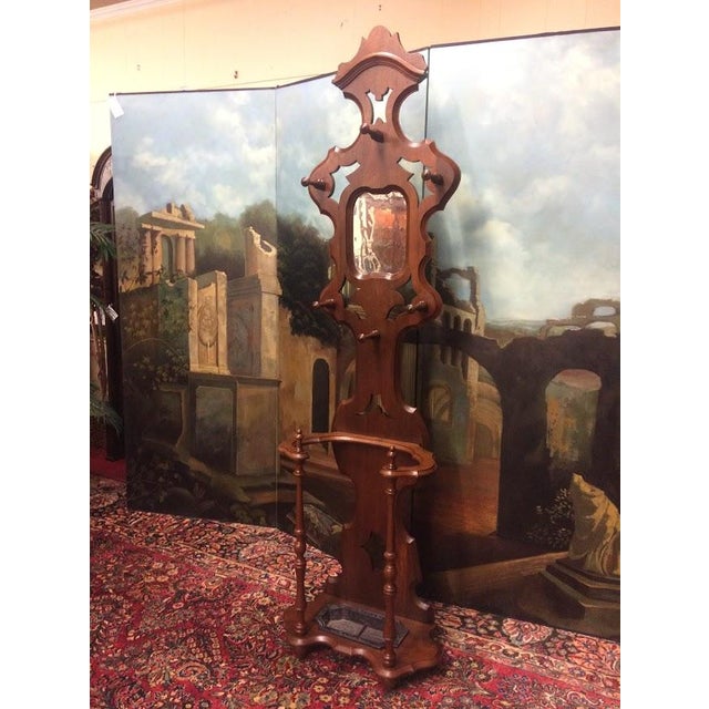 Victorian Antique Hall Tree, Victorian Hat Rack With Umbrella Stand For Sale - Image 3 of 10