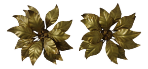 Golden Flower Shape Flushmounts by Hans Kögl, 1970s, Set of 2