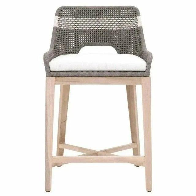 Coastal Tapestry Olefin Fabric Outdoor Counter Stool by Essentials for Living For Sale - Image 3 of 6