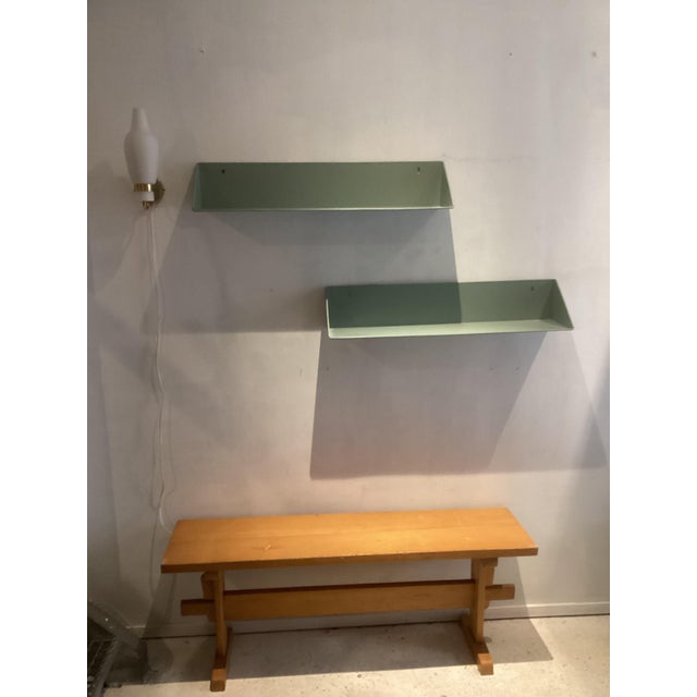 Vintage Industrial Shelves in Olive Green Metal, 1980s, Set of 2, in Good conditions. Designed 1980 to 1989