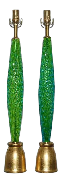 Vintage Murano Glass Lamps Green