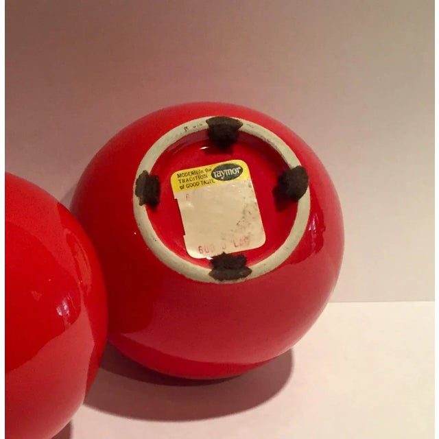 Raymor Raymor Modern Red Ceramic Orb Vases - A Pair For Sale - Image 4 of 5