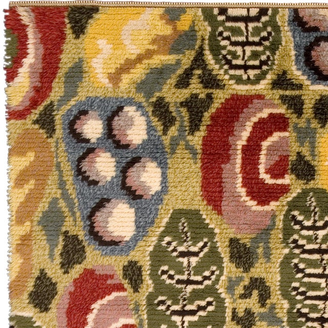 Mid 20th Century Swedish Rya Rug- 4′9″ × 8′5″ | Chairish