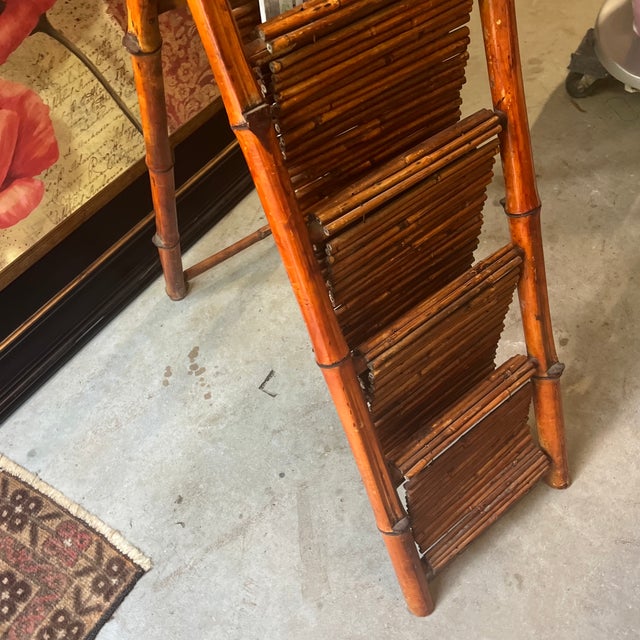 Vintage Standing Bamboo Magazine Rack For Sale - Image 10 of 11