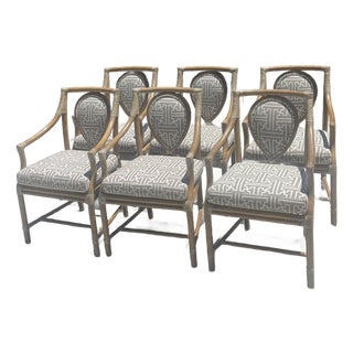 McGuire Leona Loop Back Dining Armchairs, a Set of 6 For Sale