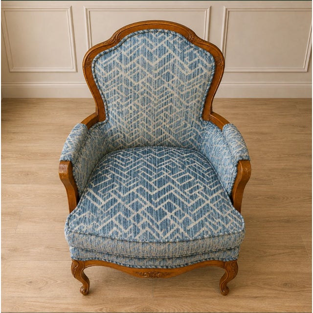Late 20th Century Vintage French Style Velvet Chair (2 Available) For Sale - Image 5 of 5