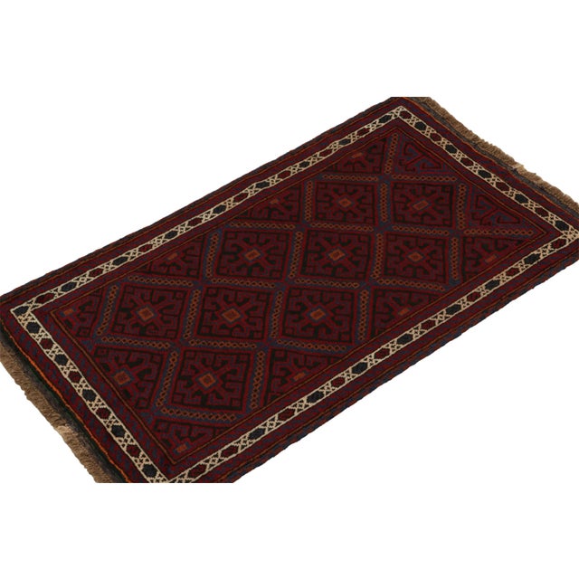 Rug & Kilim Rug & Kilim’s Baluch Tribal Rug in Burgundy With Geometric Patterns For Sale - Image 4 of 7