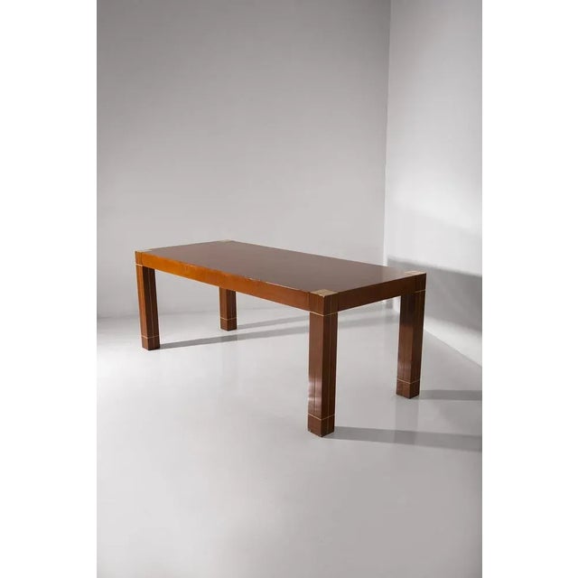Italian Table with Brass Edges in the style of Renato Polidori, 1980s For Sale - Image 10 of 10