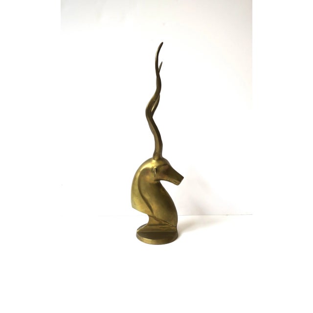 Brass Brass Gazelle Antelope Animal Sculpture Decorative Object, Tall For Sale - Image 8 of 13