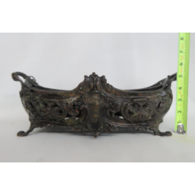 Metal Metal Jardiniere Planter Rococo Style Scrollwork Footed Centerpiece Bowl 4957b For Sale - Image 7 of 18