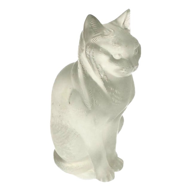 Subject Model Sitting Cat in Crystal by René Lalique, France, 1932 For Sale
