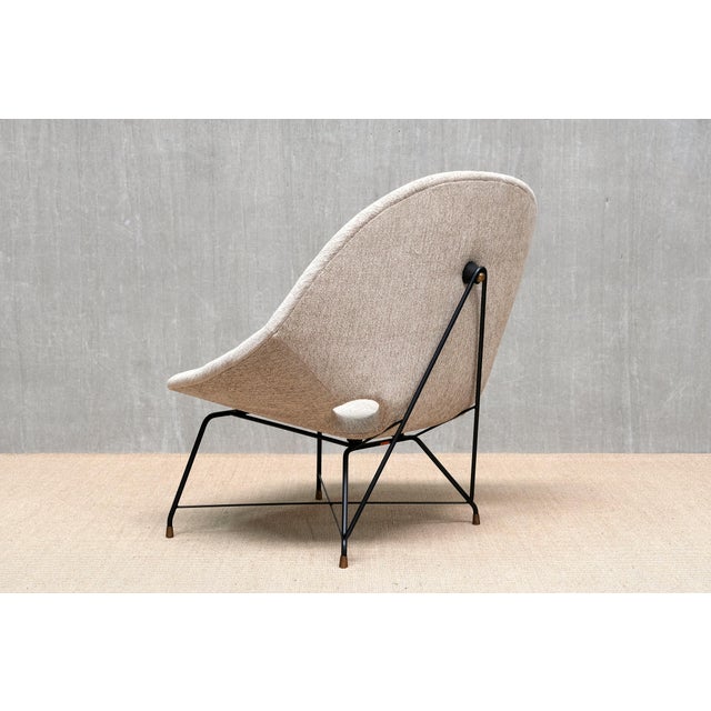 Kosmos Lounge Chair in Ivory Chenille by Augusto Bozzi for Saporiti Italia, 1950s For Sale - Image 9 of 10