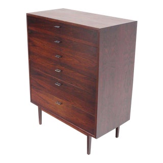 1960s Danish Modern Walnut High Chest or Dresser For Sale