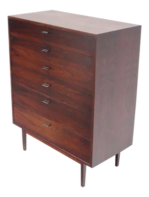 1960s Danish Modern Walnut High Chest or Dresser