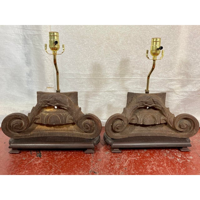Cast Iron Architectural Salvage Lamps a Pair For Sale - Image 13 of 13