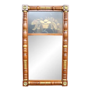 Hitchcock Federal Style Stenciled Still Life Trumeau Mirror