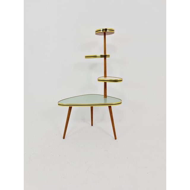 Big 1950s german plant stand, colorful vintage mid-century minimalist indoor plant stand side table retro flower table it...