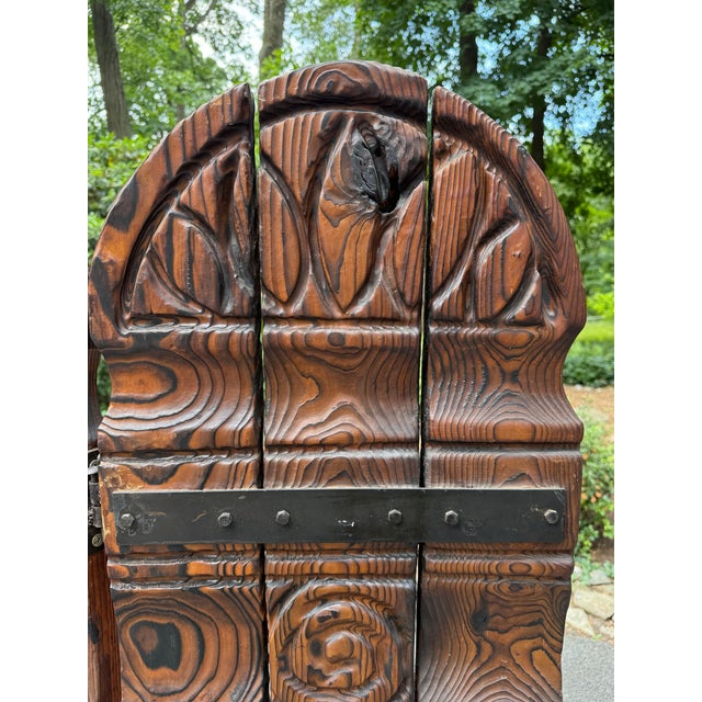 1960s Tiki Chateau Hand Carved Cedar Wood Screen or Room Divider by Witco For Sale - Image 9 of 9