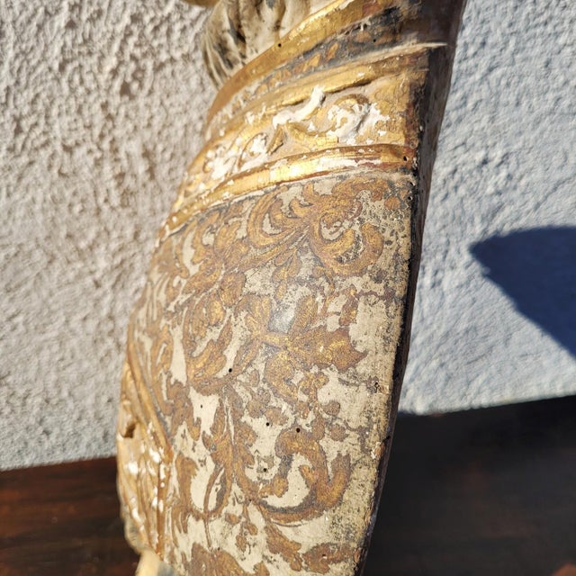 Wood Unknown, Bust of Saint or Bishop, 17th-18th Century, Gilded Wood For Sale - Image 7 of 18