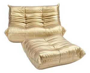 Ligne Roset Togo Loveseat & Ottoman Set in Gold