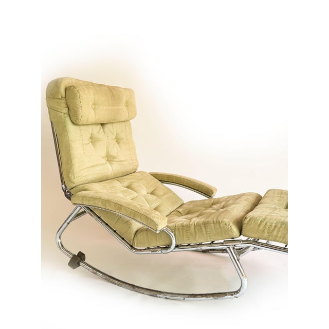 1970s Vintage Recliner with Tubular Steel Frame, 1970s For Sale - Image 5 of 12
