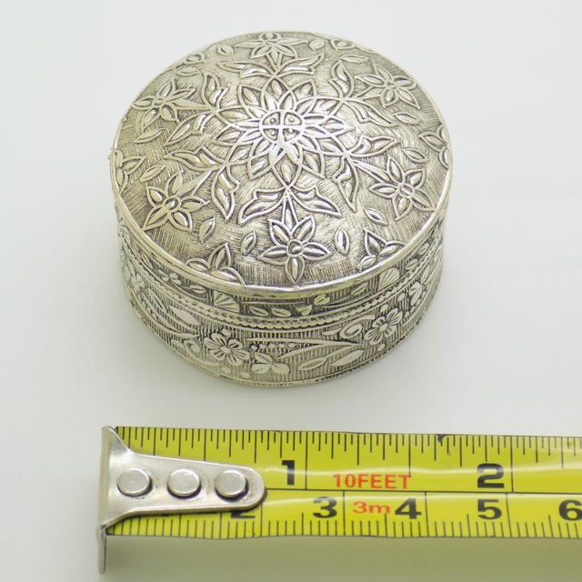 Vintage Italian Round Silver 800 Pill Trinket Snuff Box, 1980s For Sale - Image 12 of 13
