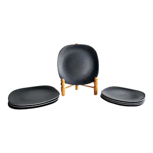 1970s Block Langenthal Salad Plates and Bread Plates in Matte Black, Set of 8