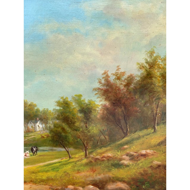 Mid-19th Century English Country Landscape Oil in Ornate Giltwood Frame For Sale - Image 12 of 15