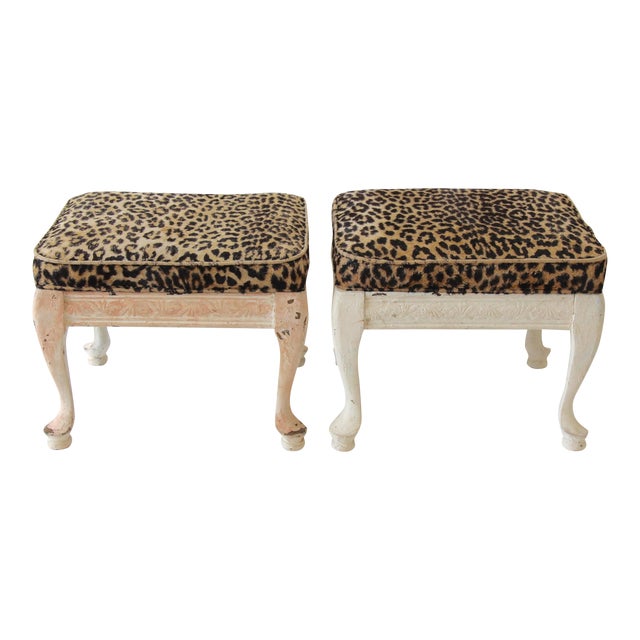 Leopard Print Footstools a Pair Chairish