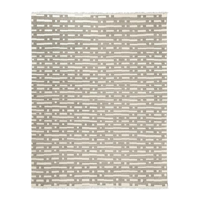 Schumacher Abstract Ikat 9' x 12' Indoor/Outdoor Rug in Stone For Sale