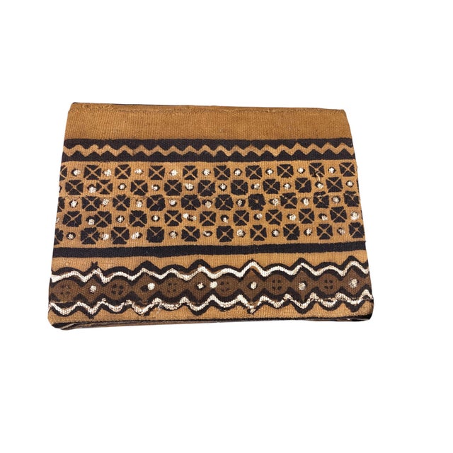 Brown Vintage Footstool/Low Stool W/Bogolan Mud Cloth 16" W For Sale - Image 8 of 8