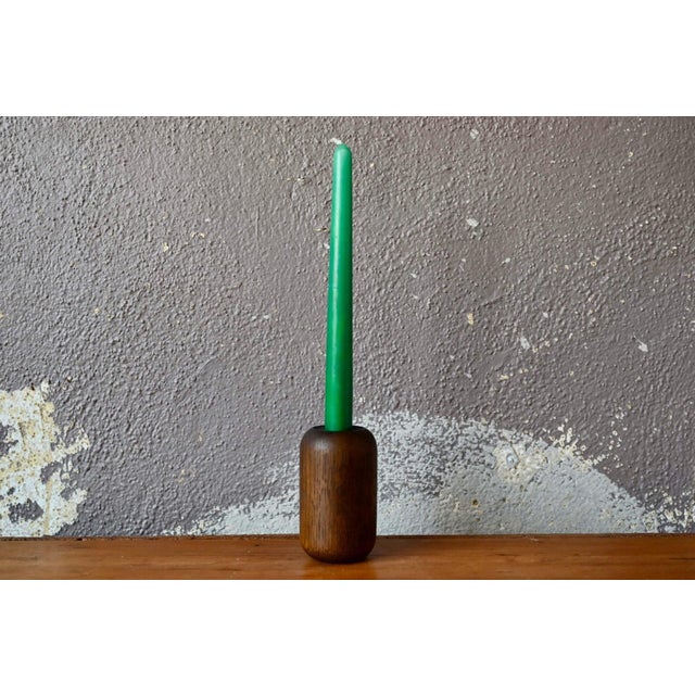 A beautiful Swedish candlestick from the 1960s, hand-turned. Made of solid teak, its cylindrical shape with generously...