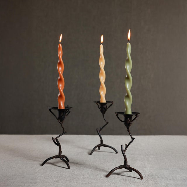 Lumière Twist Taper Candles, Set of 12 in Dried Sage, 10" For Sale - Image 4 of 5