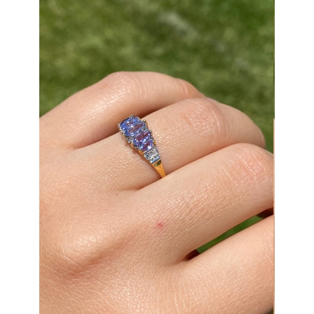 Gold The Campanilla: Ladies Yellow Gold Cocktail Ring set with Marquise Cut Tanzanite and Diamonds For Sale - Image 8 of 9