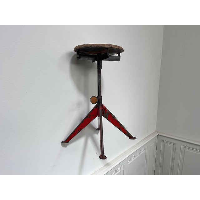 1950s Quadripod Stools attributed to Jean Prouvé, 1950s, Set of 9 For Sale - Image 5 of 9