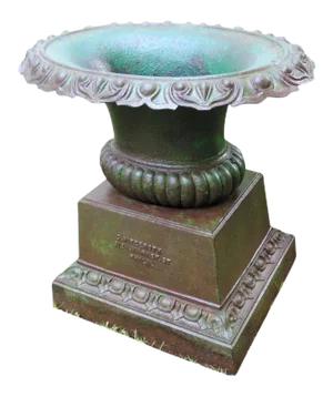 19th Century American Cast Iron Oval Garden Urn Planter - 3 Pieces