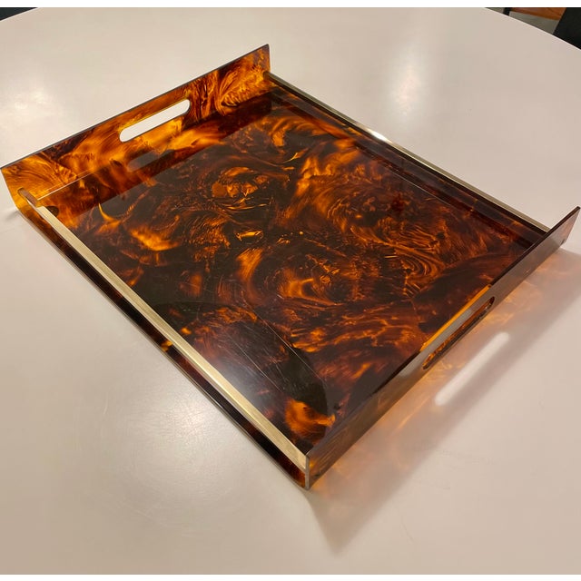 Acrylic Faux Tortoise Tray from Maison Mercier, 1970 For Sale - Image 4 of 8