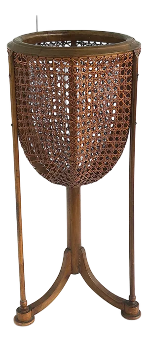 Wicker Cane Plant Stand, Circa Mid-20th Century
