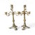 A distinguished pair of early 20th-century bronze candelabras showcasing elegant craftsmanship and a richly developed...
