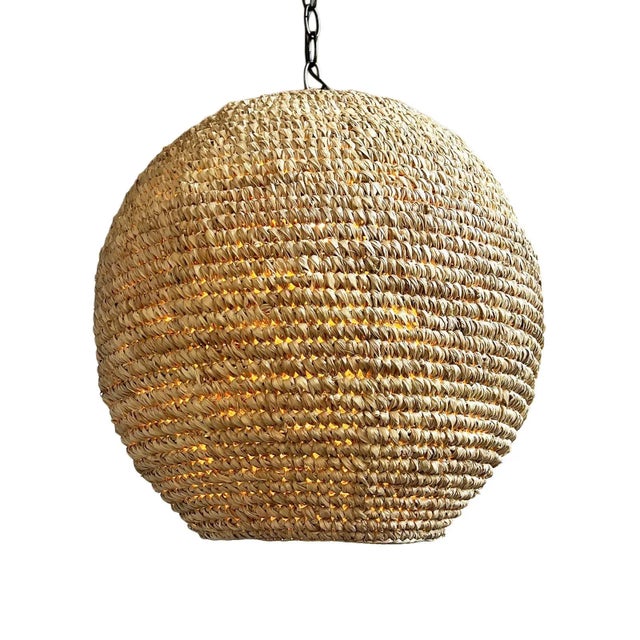Contemporary Blond Grass Globe Pendant Light Small For Sale - Image 3 of 10