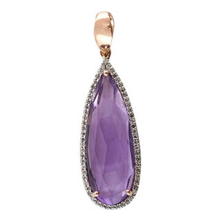 6.55ct Amethyst Pendant Enhancer in 14k Rose Gold For Sale