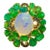 Bochic “Orient” Vintage Diamond, Emeralds & Fire Opal Ring Set In 18K Gold & Sil For Sale