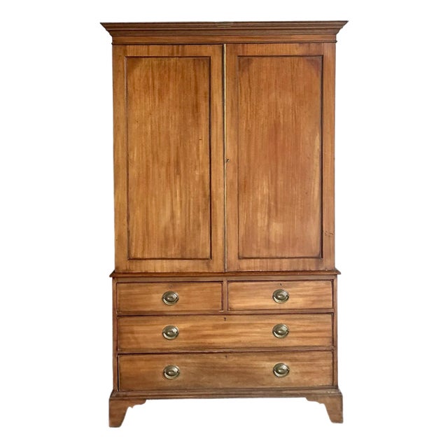 Vintage Regency Federal Mahogany Linen Press For Sale