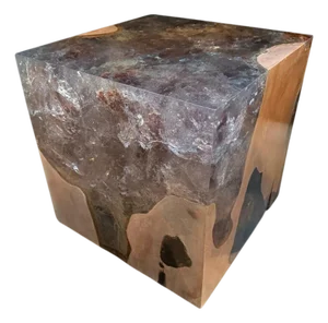 Andrianna Shamaris St. Barts Teak Wood And Resin Side Table