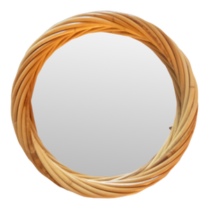 Vintage Circular Pencil Reed Wall Mirror