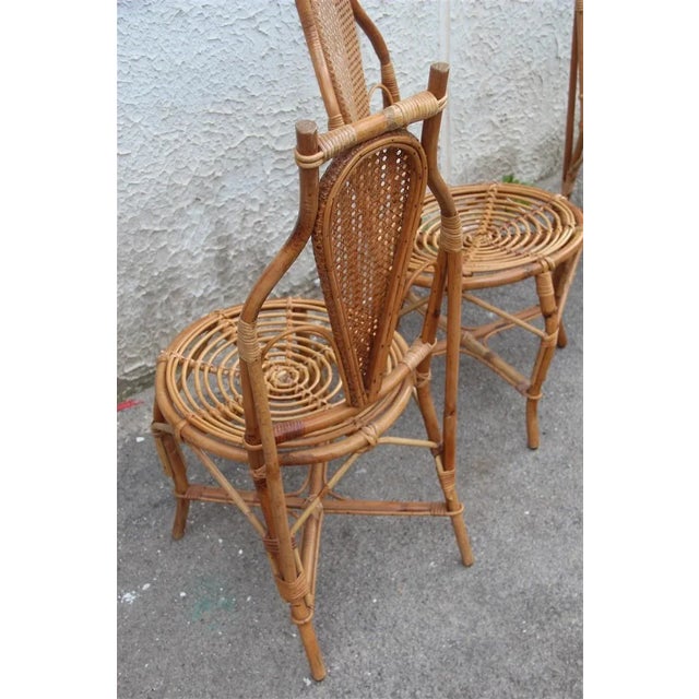 Khaki Bamboo Armchairs, 1950s, Set of 4 For Sale - Image 8 of 13